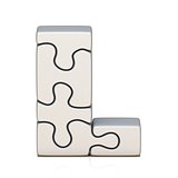 White puzzle jigsaw letter L 3D
