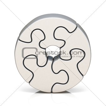 White puzzle jigsaw letter O 3D