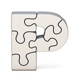 White puzzle jigsaw letter P 3D