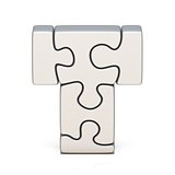 White puzzle jigsaw letter T 3D
