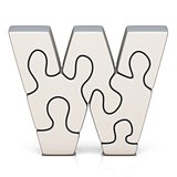 White puzzle jigsaw letter W 3D