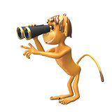 3D Illustration  Monkey with Binoculars