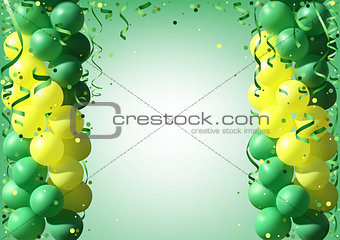 Background with Party Balloons and Confetti
