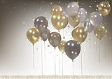 White and Gold Party Balloons Background