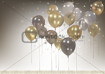 White and Gold Party Balloons Background