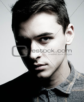 Portrait of a Teenage Boy in Shirt.