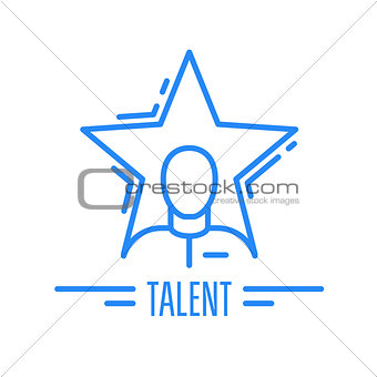 Got talent - emblem with man and star, celebrity symbol