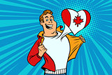 Canada patriot male sports fan flag heart
