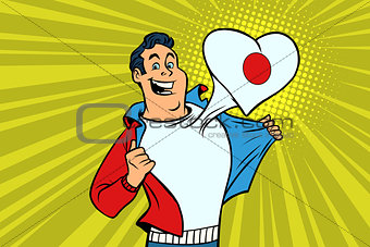 Japan patriot male sports fan flag heart