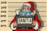 2018 new year, photo funny Santa Claus under arrest