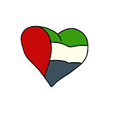 UAE isolated heart flag on white background