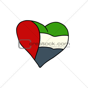 UAE isolated heart flag on white background
