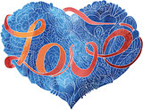 Sketchy doodle blue heart illustration