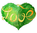 Sketchy doodle green heart illustration