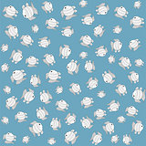 Blue funny fish seamless pattern