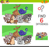 find differences with funny animal characters