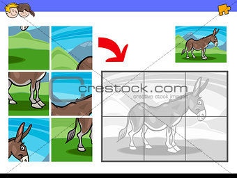 jigsaw puzzles with donkey farm animal character