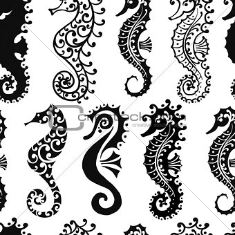 Seahorses, seamless pattern for your design