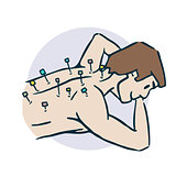 guy sticks needles acupuncture stiker