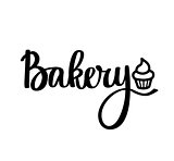 Vector cupcake bakery calligraphy design