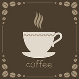 Sign of coffee on brown background