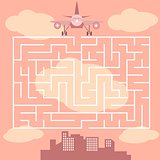 Maze with airplane - game for children - vector