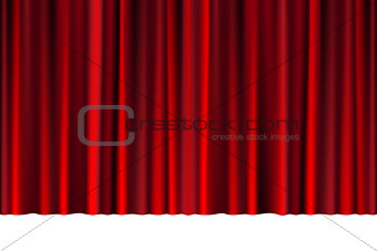 Red closed curtain in a theater or ceremony for your design. Draped Theatrical scene isolated on white. vector illustration.