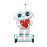 3D Illustration Little Robot with Heart