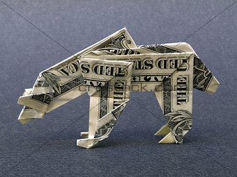 Money Origami Polar Bear Cash Dollar Art