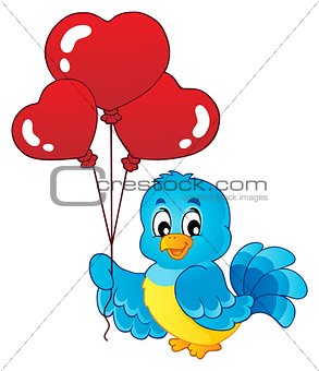 Bird with heart shaped balloons theme 1