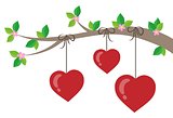 Branch with stylized hearts theme 1