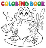 Coloring book Valentine frog