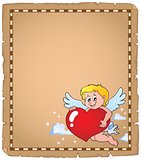 Cupid holding stylized heart parchment 2