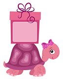 Pink turtle with gift