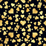 Vector Valentines day seamless pattern background with hearts of gold