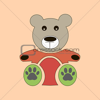 Vector teddy bear icon, flat design. bear dollv