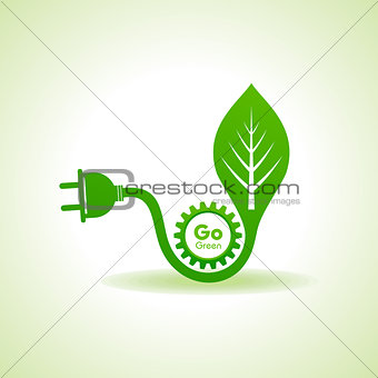 Eco Energy Concept with leaf,plug and gear