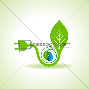 Eco Energy Concept with leaf,plug and water drop