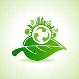 Eco Energy Concept with leaf,cityscape and and recycle icon
