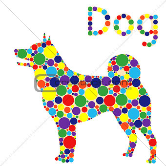 Dog filled with colored circles