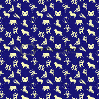 Seamless pattern with Zodiac signs