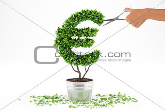 Potted plant with eur shape. 3D Rendering