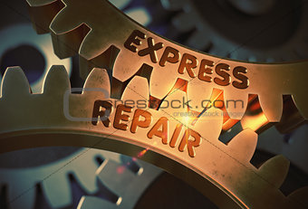 Express Repair Concept. Golden Cog Gears. 3D Illustration.