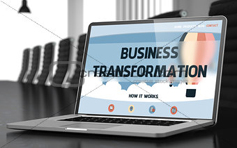 Laptop Screen with Business Transformation Concept. 3D.
