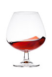 Elegant glass with brandy cognac alcohol drink