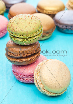 French luxury colorful macarons dessert cakes 