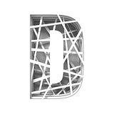 Paper cut out font letter D 3D