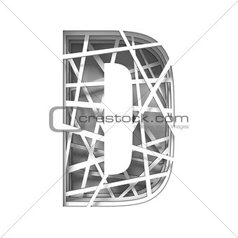 Paper cut out font letter D 3D