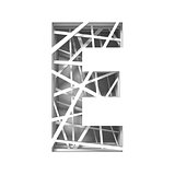 Paper cut out font letter E 3D
