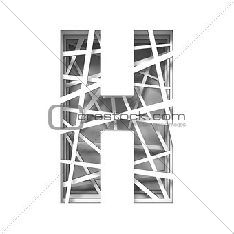 Paper cut out font letter H 3D